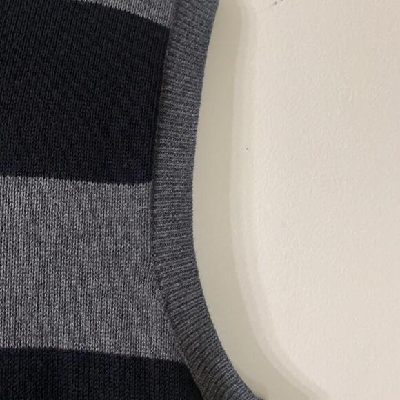 VTG Y2K Old Navy Men Sz L Cashmere Blend Sweater Vest Gray Striped NWT Academia​ - Picture 7 of 8